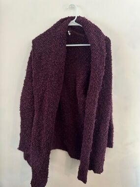 Free People Chunky Plum Bouclé Cardigan